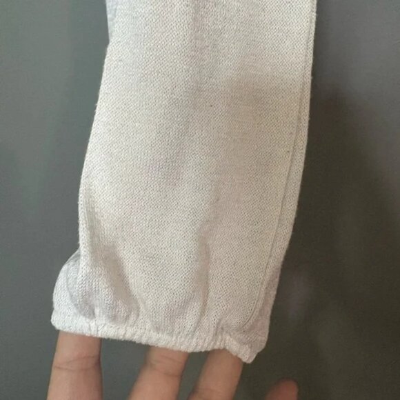 Revamped size M Women's White Smocked Top, long sleeve, ruched waist - Picture 7 of 7